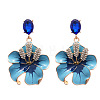 Flower Alloy Rhinestone Dangle Stud Earrings FS-WG119D4-02-3