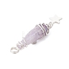 3Pcs 3 Styles Electroplated Natural Quartz Crystal Nuggets Copper Wire Wrapped Pendants PALLOY-JF03128-02-5