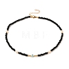 Heart with Evil Eye Natural White Shell Beaded Necklaces NJEW-JN03147-01-1