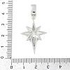 Brass Micro Pave Clear Cubic Zirconia Star European Dangle Charms KK-Z090-03P-3