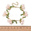 Flower Leaf Shell Pearl & Acrylic Charm Bracelets BJEW-TA00535-03-3