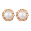 Brass Wired & Plastic Imitation Pearl Ear Studs EJEW-JE06123-1