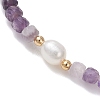 Natural Amethyst Cube Beads Stretch Bracelets for Women BJEW-JB13179-01-3