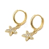 Starfish Brass Micro Pave Clear Cubic Zirconia Hoop Earrings EJEW-H180-28G-4