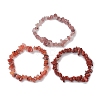 3Pcs Natural Rhodonite & Natural Red Jasper & Natural Strawberry Quartz Chip Beaded Stretch Bracelet Sets BJEW-JB10866-4