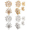 4 Pairs 4 Style Clear Cubic Zirconia Flower Stud Earring Findings EJEW-BBC0001-13-1