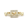 Brass Micro Pave Clear Cubic Zirconia Fold Over Clasps KK-U059-18G-1