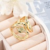 Brass Micro Pave Clear Cubic Zirconia Cuff Rings for Women Men RJEW-Z080-03G-2