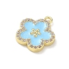 Brass Micro Pave Clear Cubic Zirconia and Enamel Pendants KK-A300-18G-2