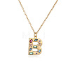 Brass Pave Colorful Cubic Zirconia Initial Pendant Necklaces for Women FS-WG02860-02-1