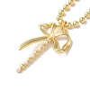 Brass & Plastic Imitation Pearl Ball Chain Bowknot Pendant Necklaces for Women NJEW-C054-03G-2