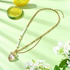 Acrylic Strawberry Pendant 304 Stainless Steel Mixed Chain Necklaces with Shell Pearl Beads NJEW-JN06114-01-1