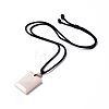 Dyed Natural Fossil Coral Rectangle Pendant Necklace for Women NJEW-C002-02A-2
