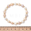 Natural Cultured Freshwater Pearl & Brass Beads Stretch Bracelets for Women BJEW-JB13519-2