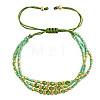 Adjustable Glass Seed Bead & Glass & Brass Beads Multi-Strand Bracelets for Women HR1151-2-6