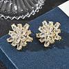 Double Layer Flower Brass & Clear Marquise Cut Cubic Zirconia Stud Earrings KK-CBA36A2-05G-2