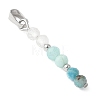 Faceted Round Natural Quartz Crystal & Amazonite & Apatite Beaded Pendants PALLOY-JF03529-03-2