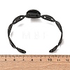 304 Stainless Steel Coffee Bean Chain Cuff Bracelet Blanks with Flat Round Bezel Settings SA-CBA4160-02A-EB-3