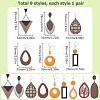 9 Pair 9 Style Teardrop & Rectangle & Triangle Natural Wood Dangle Earrings Set EJEW-SC0001-35-2