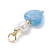 Natural Mashan Jade & Red Jasper & Sodalite & Rose Quartz & Howlite & Green Aventurine Pendants with Round Shell Pearl PALLOY-JF04996-5