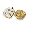 304 Stainless Steel Enamel Pendants STAS-P406-25B-G-2