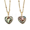 Heart Natural Abalone Shell/Paua Shell Pendant 304 Stainless Steel Satellite Chain Necklaces for Women NJEW-JN06368-3