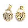 Brass Micro Pave Clear Cubic Zirconia Pendants X-ZIRC-J025-65G-2