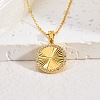 304 Stainless Steel Micro Pave Clear Cubic Zirconia Round Medal Pendant Necklaces WGE37BE-01-1