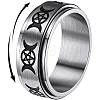 Triple Moon Goddess Stainless Steel Rotating Finger Ring PW-WG65299-06-1