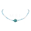 Summer Beach Sea Turtle Dyed Synthetic Turquoise & Glass Seed Beads Beaded Necklaces for Women NJEW-JN05081-01-1