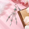 Alloy Sun & Woven Net/Web with Feather Charms Bookmarks AJEW-JK00368-01-2