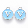 Platinum Plated Alloy Enamel Charms X-ENAM-S118-04V-P-1