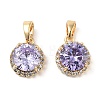 Brass Micro Pave Cubic Zirconia Charms KK-B102-06G-1