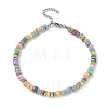 Natural Dyed Freshwater Shell Colorful Nuggets Beaded Anklets for Women AJEW-AN00717-3