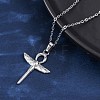 Ankh Cross with Wings 304 Stainless Steel Pendant Necklaces NJEW-H059-08P-2