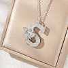 Brass Micro Pave Clear Cubic Zirconia Pendant Necklaces FS-WG7BC7F-12-2