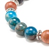 Natural Mixed Stone & Wood & Lava Rock Round Beads Stretch Bracelet BJEW-JB07133-6