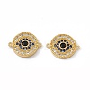 Brass Pave Cubic Zirconia Connector Charms KK-E068-VC075-2