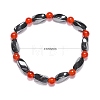 Round Natural Carnelian Stretch Bracelets X-BJEW-G072-13-2