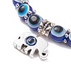 Resin Evil Eye Beaded Stretch Bracelet with Alloy Charm for Men Women BJEW-JB08216-8