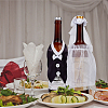 2 Sets Organza & Cloth Bride and Groom Wine Bottle Cover AJEW-CP0001-47-5