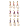3Pcs 3 Styles Faceted Natural Ruby & Rhodonite & Amethyst and Potato Pearl Pandants PALLOY-JF06048-01-1