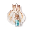 7Pcs 7 Styles Natural Scallop Shell & Dyed Synthetic Turquoise Starfish Pendants PALLOY-JF03564-02-3