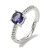 Brass & Round Cubic Zirconia Finger Rings CU-CBA7E55-19P-02-4