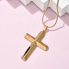 304 Stainless Steel Cross Pendant Snake Chain Necklaces NJEW-S442-06G-2