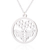304 Stainless Steel Ring with Bee & Honeycomb Cutout Pendant Necklaces for Women WGD6CCF-02-2