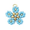 Beaded Flower Charms PALLOY-MZ01347-01-1