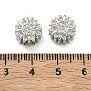 Flower Brass Micro Pave Clear Cubic Zirconia European Beads KK-D229-05P-3