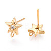 Brass Micro Pave Clear Cubic Zirconia Stud Earring Findings MAK-T011-11G-03-2
