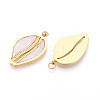 304 Stainless Steel Pave Natural Shell Pendants STAS-N115-21A-G-2